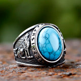 Herrenring mit  und Wolfemblem aus 316L Edelstahl
