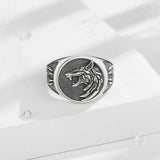 925er Sterlingsilber Viking Wolf Siegelring für Männer mit verzierte