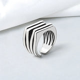 925 Sterling Silber Multilayer Irregulärer Geometrischer Ring für Männer