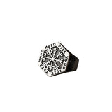 Silberring im Wikingerstil mit Kompass und Runenverzierungen - Siegelring-shop