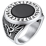 Silbersignet-Ring für Männer mit nordischen Runes und schwarzem Onyx