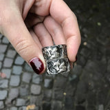 Silberschmuck Wolf Rings Punk Stil detaillierte Tierkopfgravu