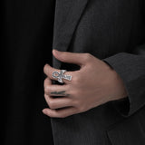 925 Sterling Silber Antiker Ägyptischer Ankh Kreuz Ring für Männe
