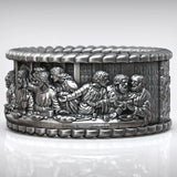 Handgefertigter Herrenring mit Abendmahl-Motiv aus 925er Sterlingsilber - Siegelring-shop