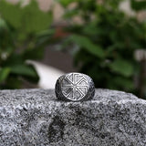 Compass Ring für Männer mit nordischem Emblem Silberfarben