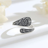 925er Sterlingsilber Vintage Ring mit kunstvollem floralen Design und Pentagramm