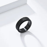 Drachenhaut Edelstahl Spinner Ring für MännerSchwarzer Anxiety Ring mit Struktur