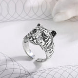 Siegelring mit Tigerkopf-Design aus 925er Sterlingsilber