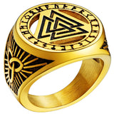 Silbersignet-Ring für Männer mit nordischen Runes und schwarzem Onyx