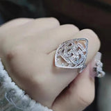 Silberner Ring mit RBE Monogramm und Kristallsteine 925er Silber - Siegelring-shop