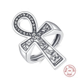 925 Sterling Silber Antiker Ägyptischer Ankh Kreuz Ring für Männe