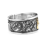 925 Sterling Silber Ring mit goldenem Hirsch und kunstvollem