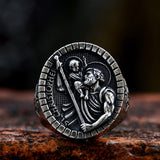 St. Christopher Kreuzring für Männer aus 316L Edelstahl