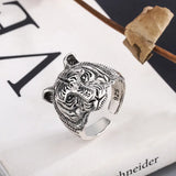 Siegelring mit Tigerkopf-Design aus 925er Sterlingsilber