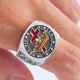 Rittertemplerring "In Hoc Signo Vinces" aus Sterlingsilber