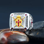 Ring aus kreuz mit Krone und Emblem "In Hoc Signo Vinces“