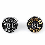 Herrensignet-Ring mit "Support 81" Emblem in Schwarz und Silbe Edelstahl