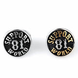 Herrensignet-Ring mit "Support 81" Emblem in Schwarz und Silbe Edelstahl