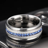 Herrenring aus Titan mit blauem Inlay im Vintage-Stil 8mm - Siegelring-shop