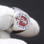 Handgefertigter Masonic In Hoc Signo Vinces Chi Rho Ring aus 925er