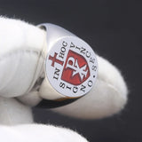 Handgefertigter Masonic In Hoc Signo Vinces Chi Rho Ring aus 925er