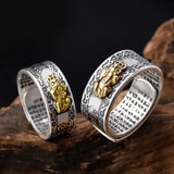 Buddhistische Ring Männers Pixiu Feng Shui Amulett verstellbarer Ring - Siegelring-shop