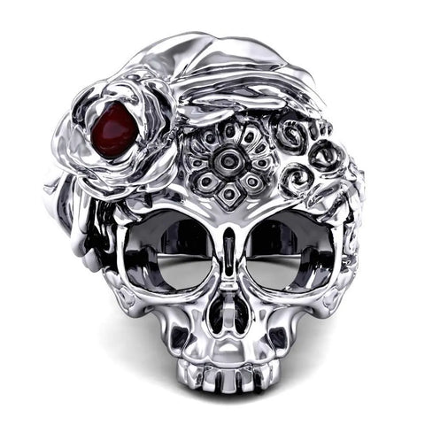 Femininer mexikanischer Totenkopf-Männerring - Siegelring-shop