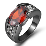 Ring made of 925 Sterling silver with red crystal and black accents