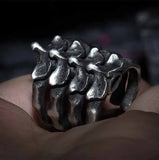 Ring aus Silber im Rock-Stil mit Fischgräten-Muster für Männer