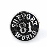 Herrensignet-Ring mit "Support 81" Emblem in Schwarz und Silbe Edelstahl