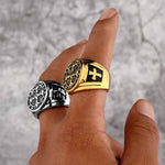 Saint Benedict Ring mit schwarzem Kreuz Edelstahl graviertes Emble