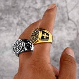 Saint Benedict Ring mit schwarzem Kreuz Edelstahl graviertes Emble