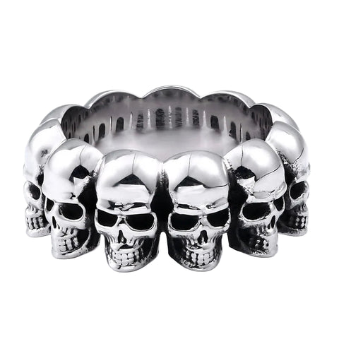 316L Edelstahl Klassiker Männer Ring mit Schädel-Design in Silberfarbe
