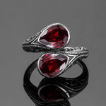 925er Sterlingsilber Vintage Ring mit 2 synthetischen Rubinen