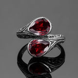 925er Sterlingsilber Vintage Ring mit 2 synthetischen Rubinen