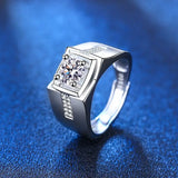 Herren Ring 925 Silber mit Cubic Zirconia quadratischer Stein