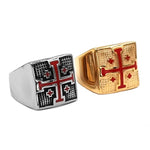 Herren Siegelringe mit Kreuz-Emblem aus Edelstahl in Silber und Gold - Siegelring-shop