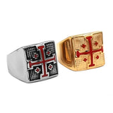 Herren Siegelringe mit Kreuz-Emblem aus Edelstahl in Silber und Gold - Siegelring-shop