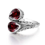 925er Sterlingsilber Vintage Ring mit 2 synthetischen Rubinen