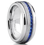 Herrenring aus Titan mit blauem Inlay im Vintage-Stil 8mm - Siegelring-shop