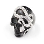 Ring Totenkopf schwarz mit Schlange - Siegelring-shop