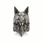 Herrenring aus Edelstahl mit geometrischem Origami-Wolfsdesign - Siegelring-shop