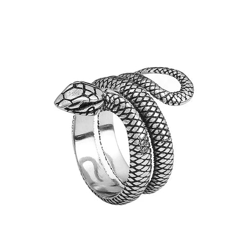 Männliche Schlange Zink-Ring mit Kette - Siegelring-shop