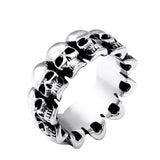 316L stainless steel classic men's ring with skull design in silver color