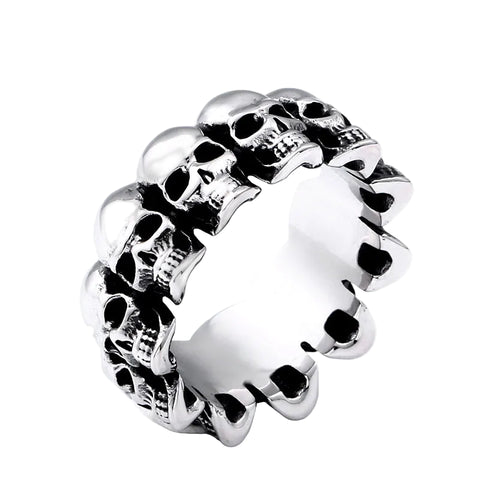 316L Edelstahl Klassiker Männer Ring mit Schädel-Design in Silberfarbe