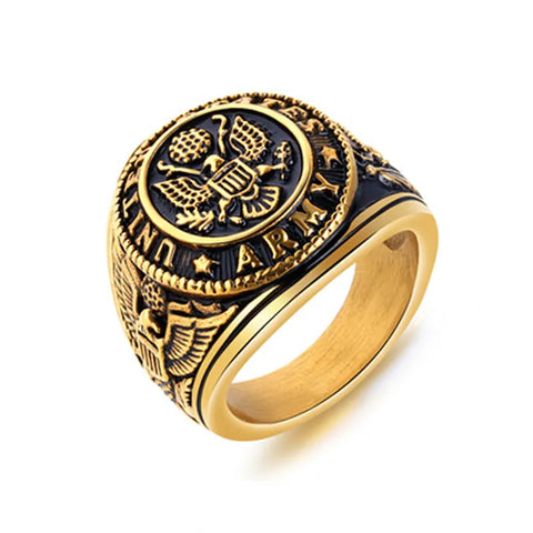 Herren-Siegelring US-Armee Emblem Edelstahl in Gold/Silber-Farbe - Siegelring-shop