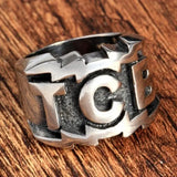 Herrenring mit TCB-Schriftzug aus Metall in Silber-Optik - Siegelring-shop