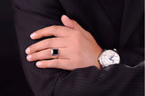 Herren-Siegelring mit 8 Karat synthetischem Saphir in 925er Sterling Silber - Siegelring-shop