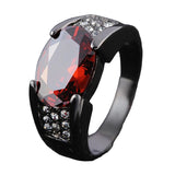 Ring made of 925 Sterling silver with red crystal and black accents