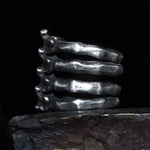 Ring aus Silber im Rock-Stil mit Fischgräten-Muster für Männer